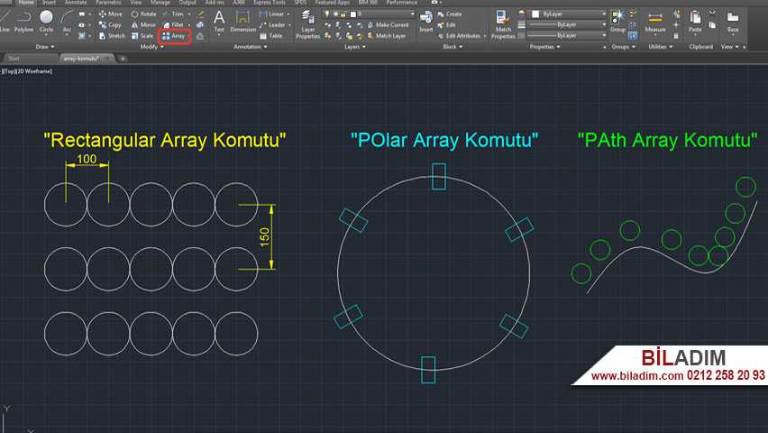 autocad-array-komutu